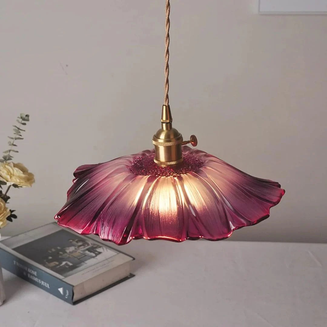Glazen bloemen hanglamp