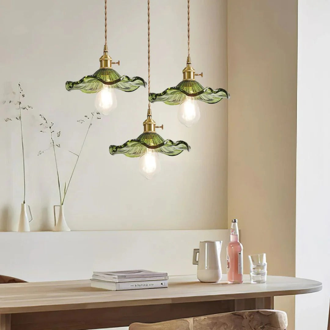 Vintage Bloemvormige Glazen Hanglamp