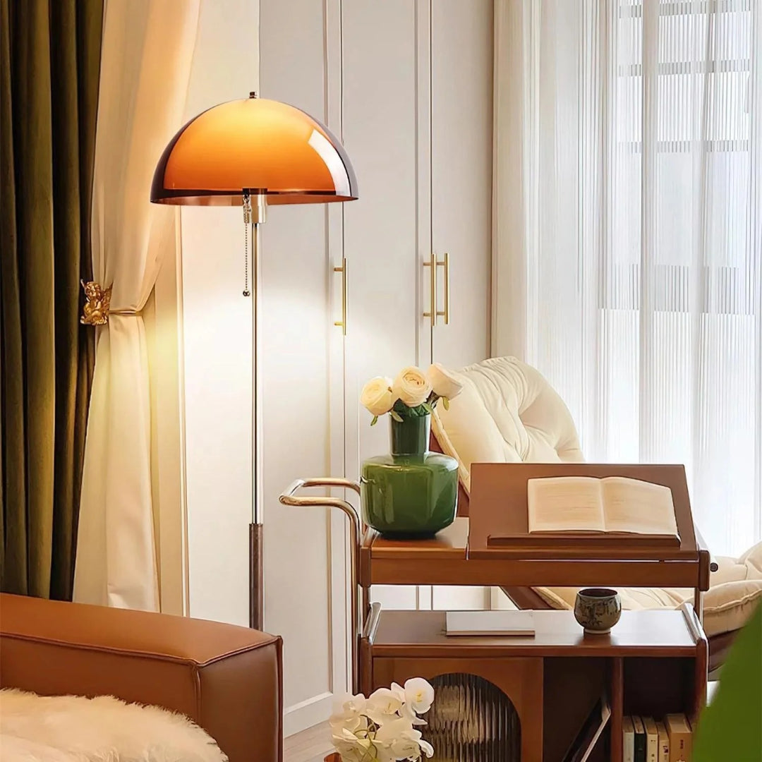 Retro metalen koepel vloerlamp