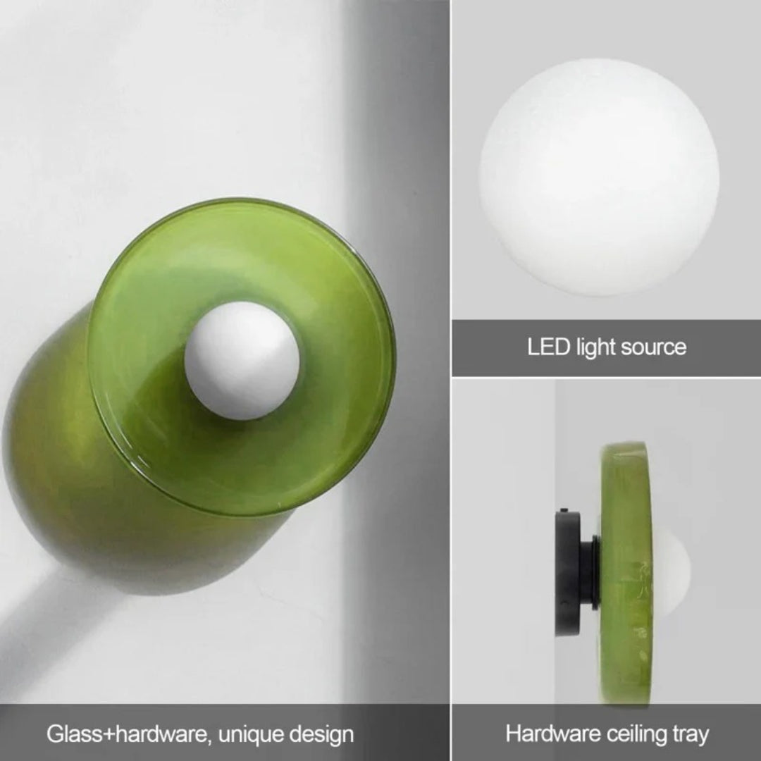Ronde metalen glazen lamp