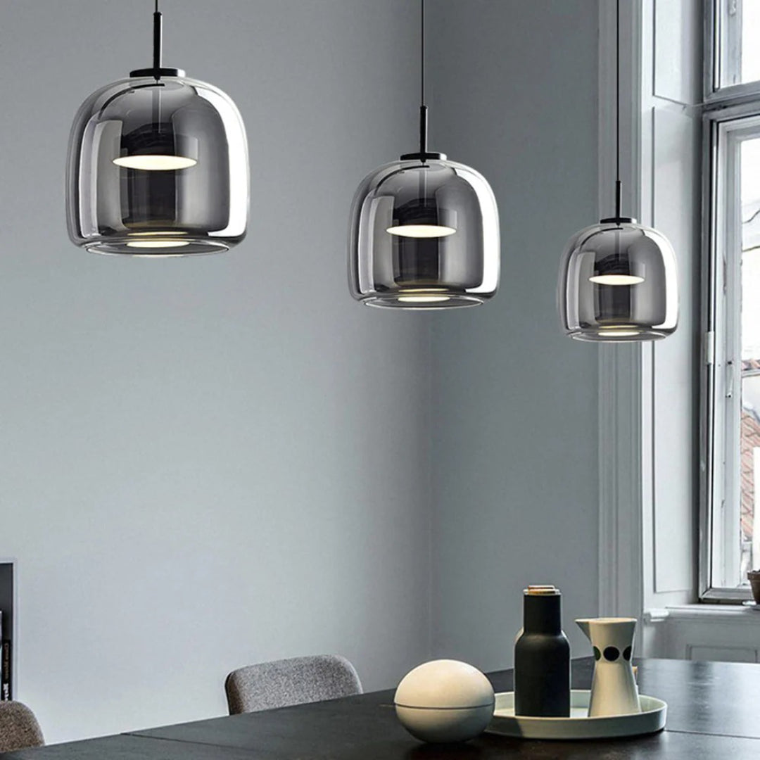 Glazen LED koepel hanglamp