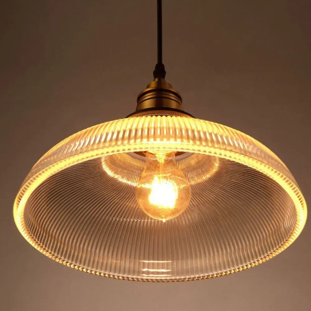 Vintage Geribbelde Glazen Hanglamp