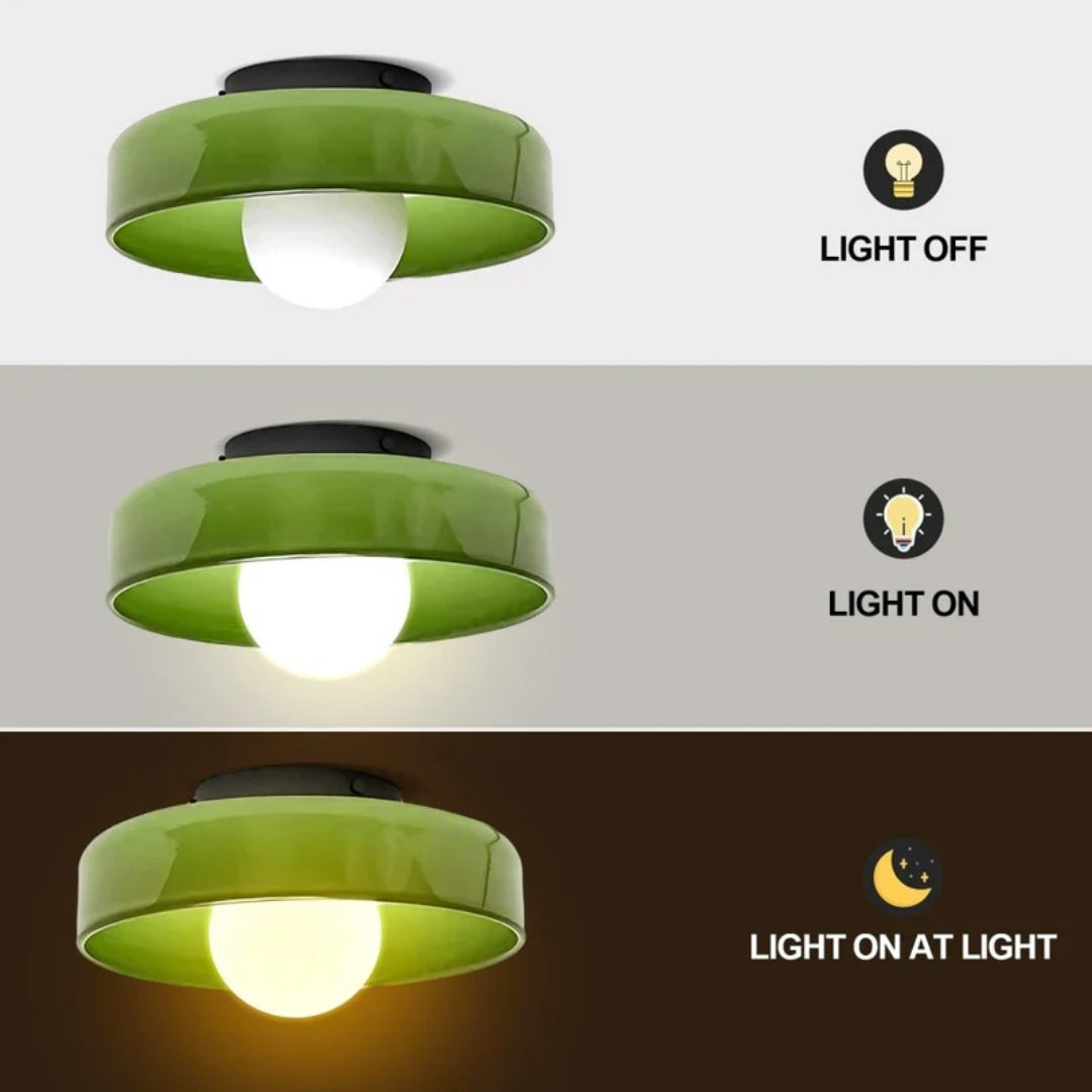 Ronde metalen glazen lamp