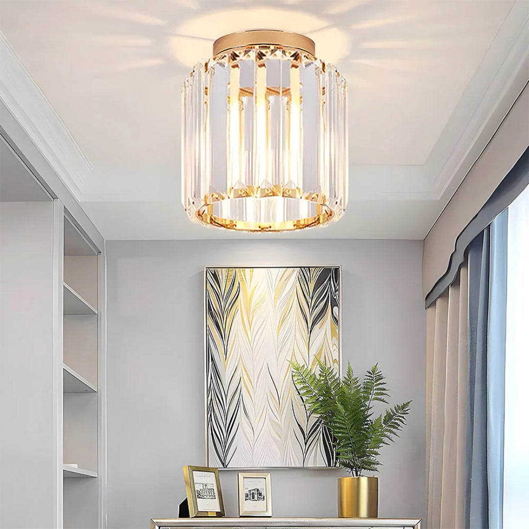Kristallen metalen kubus plafondlamp