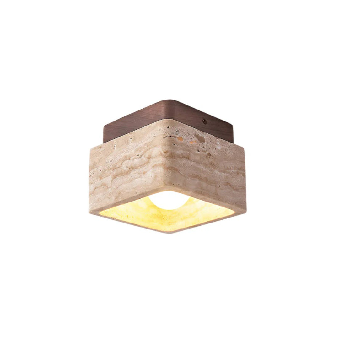 Natuurstenen Houten Plafondlamp