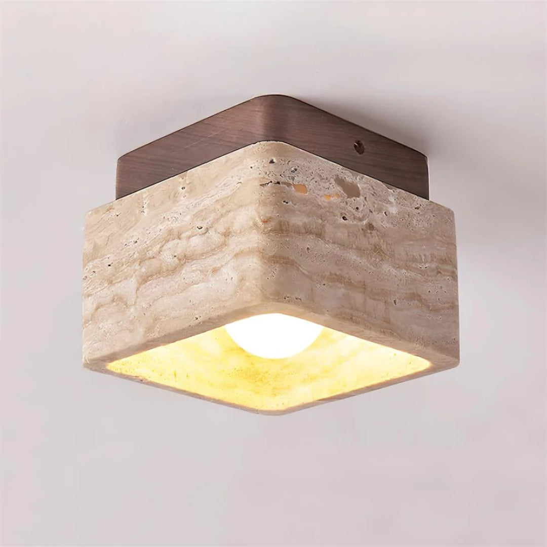 Natuurstenen Houten Plafondlamp