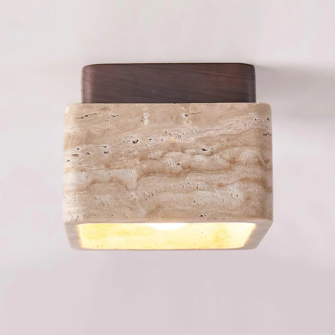 Natuurstenen Houten Plafondlamp