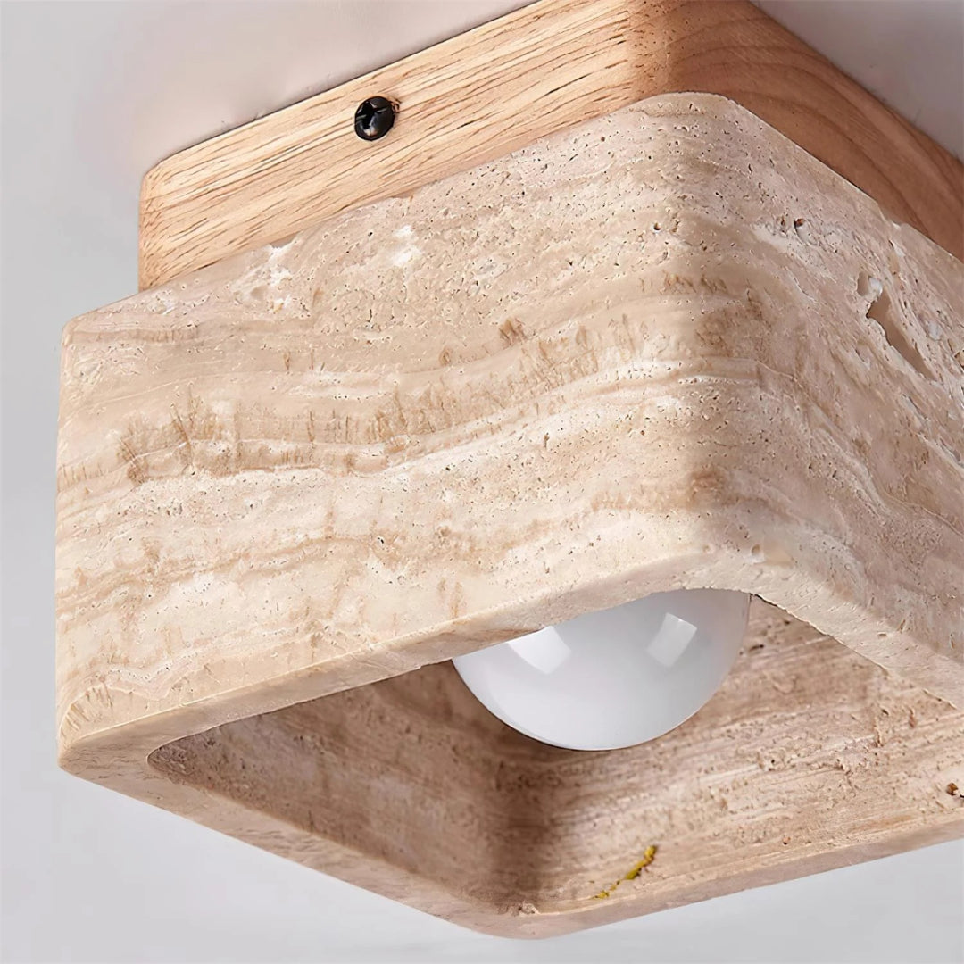 Natuurstenen Houten Plafondlamp