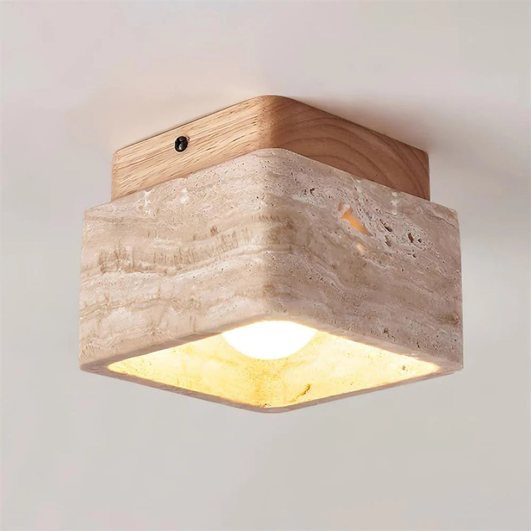 Natuurstenen Houten Plafondlamp