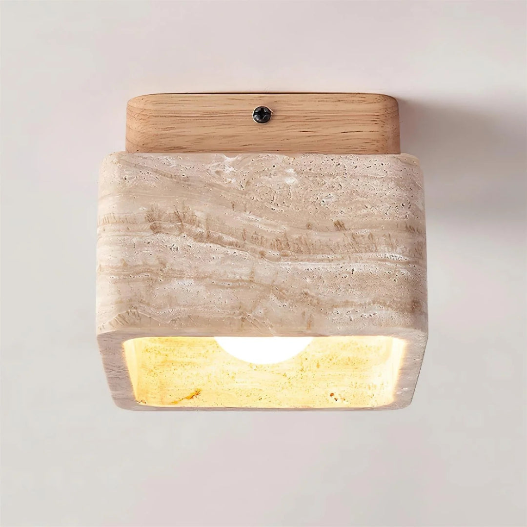 Natuurstenen Houten Plafondlamp