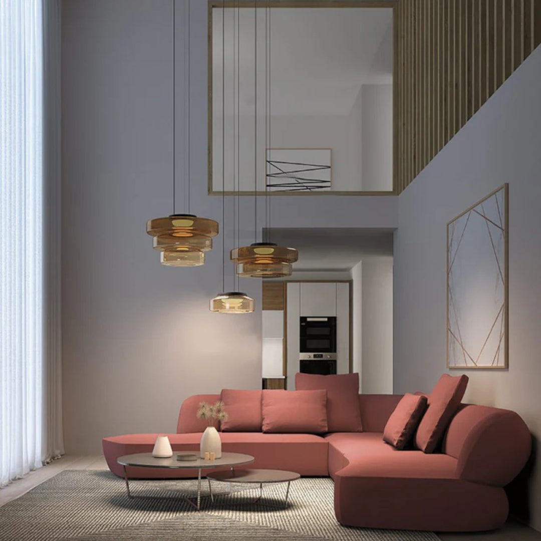 Gelaagde glazen LED hanglamp