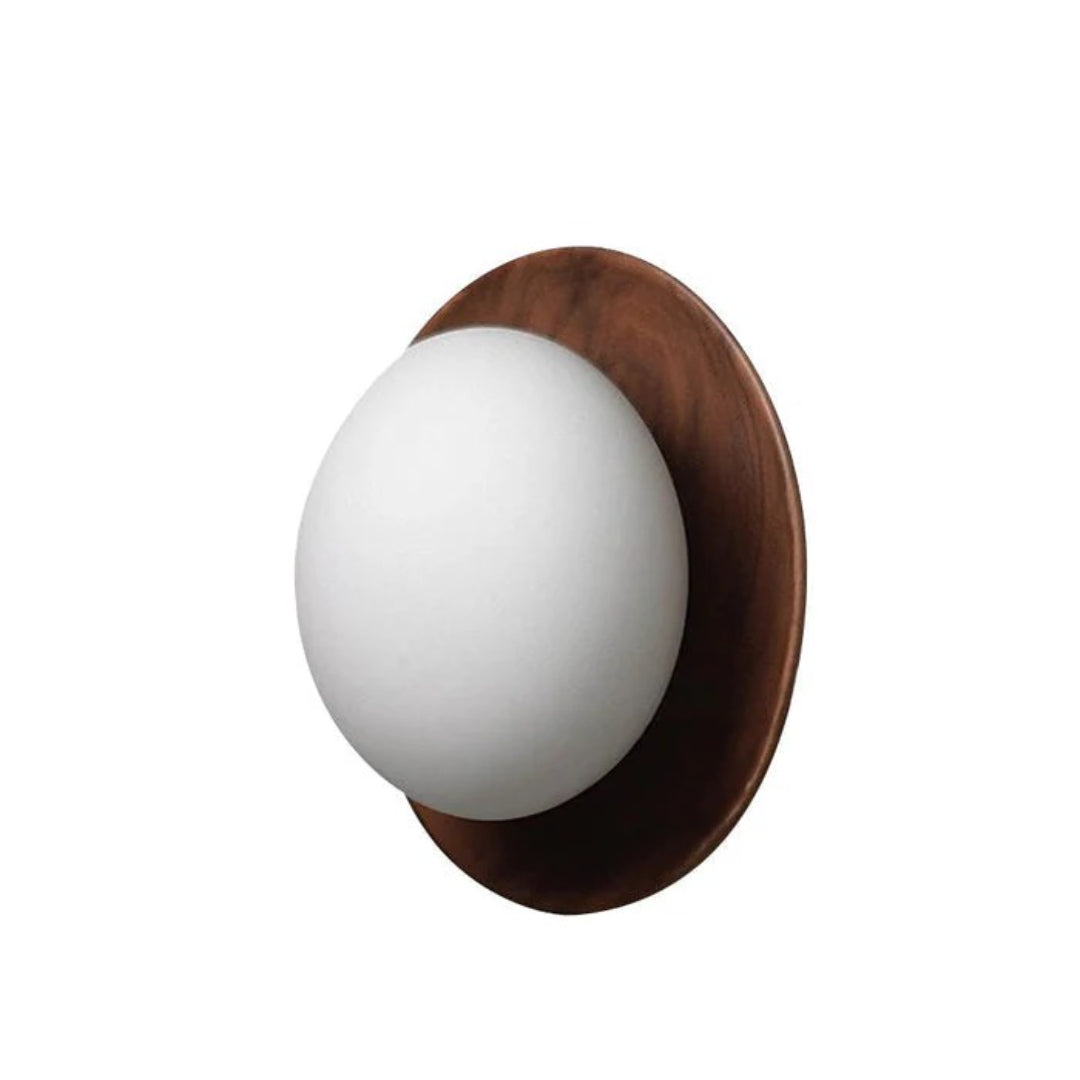 Houten Ronde Japandi Wandlamp