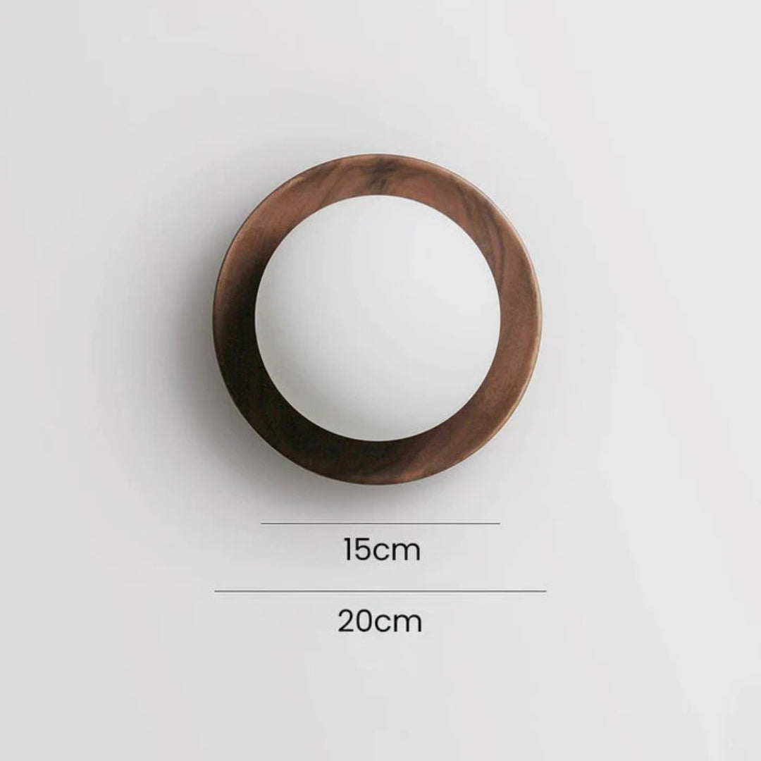 Houten Ronde Japandi Wandlamp