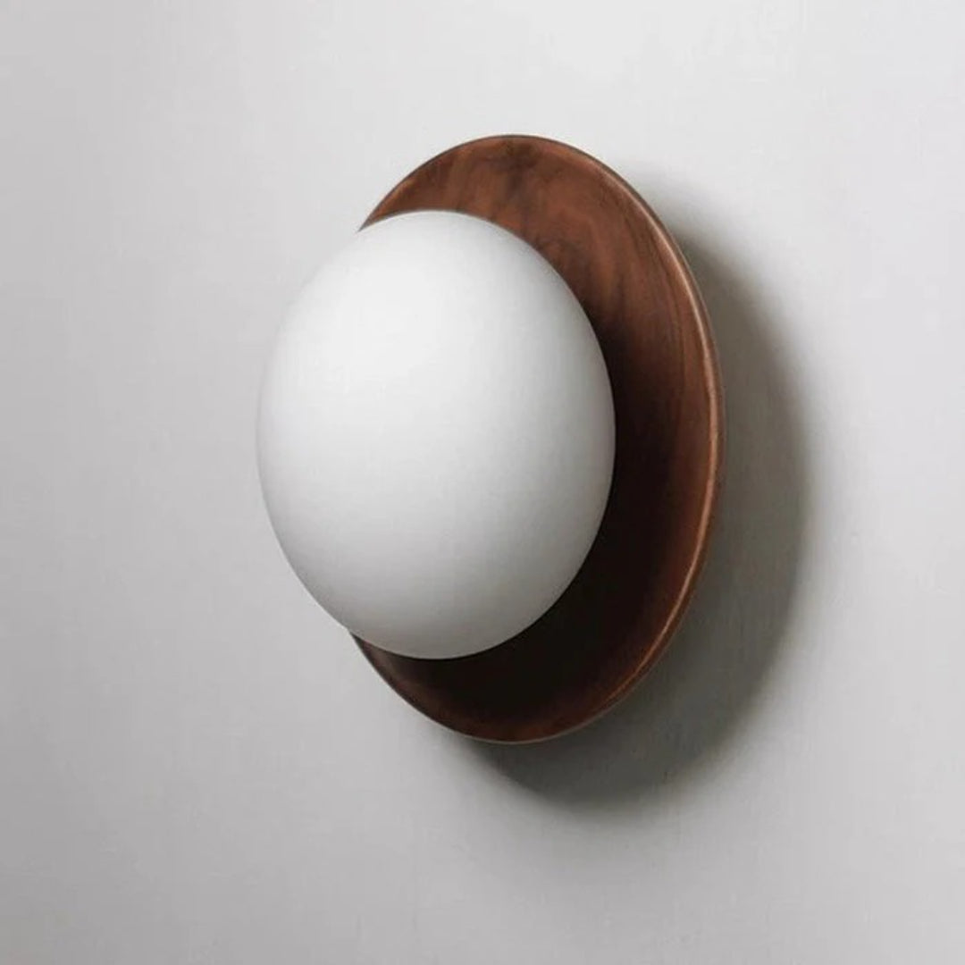 Houten Ronde Japandi Wandlamp