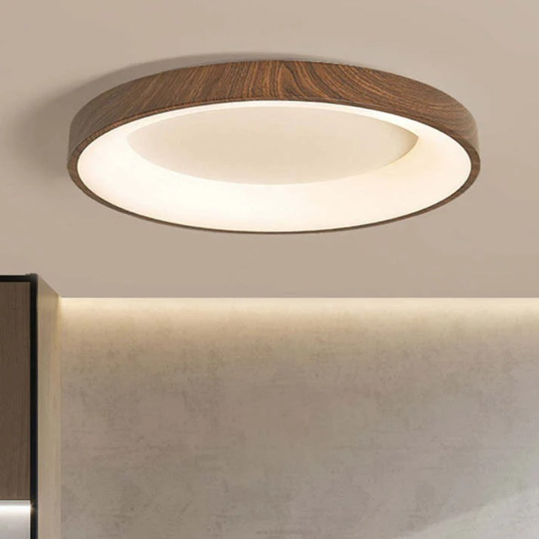 Houten LED ronde plafondlamp