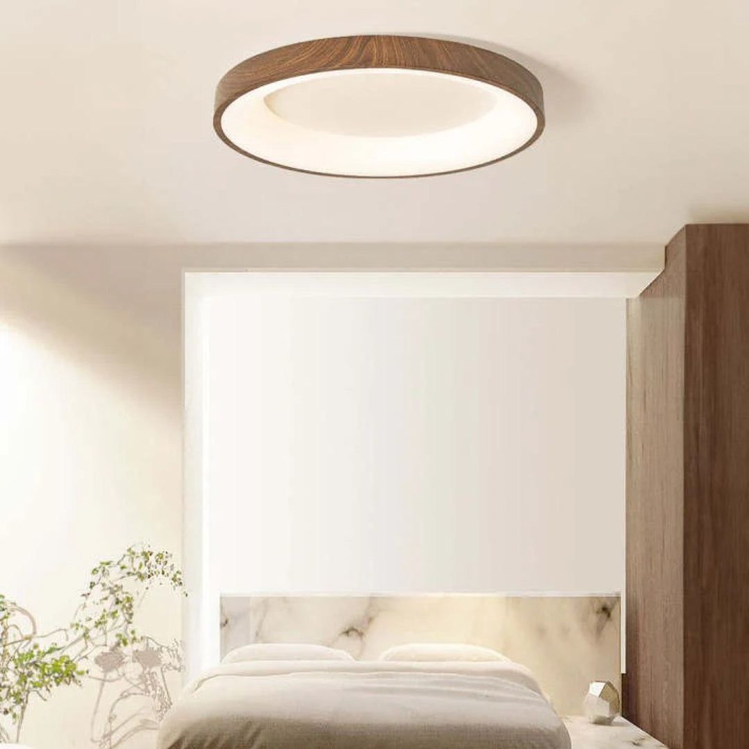 Houten LED ronde plafondlamp