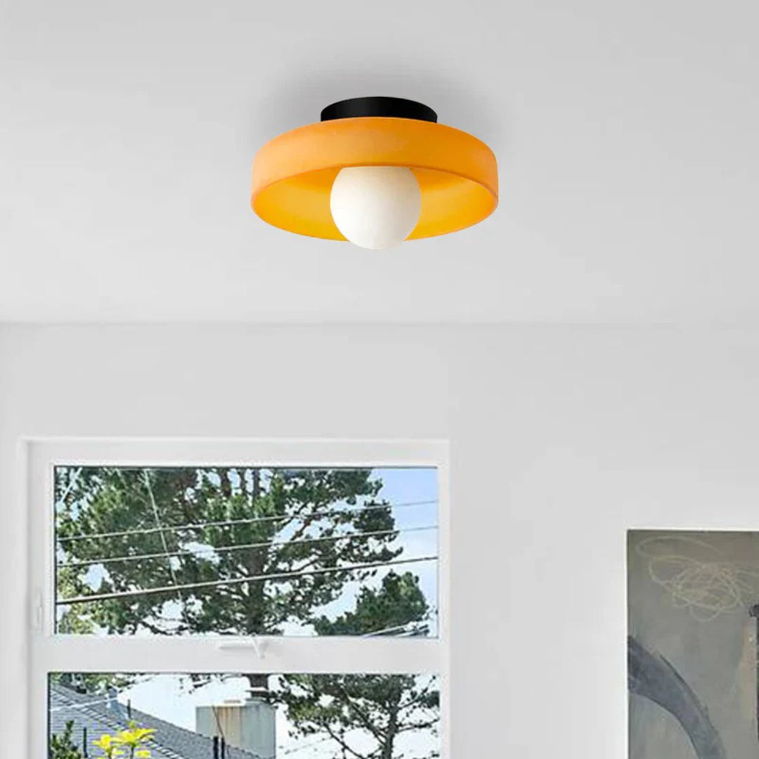 Ronde metalen glazen lamp