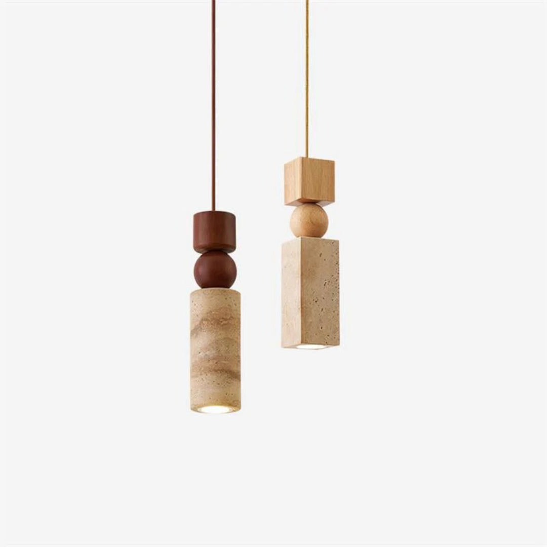 Travertin Houten Hanglamp