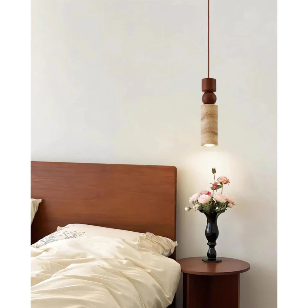 Travertin Houten Hanglamp