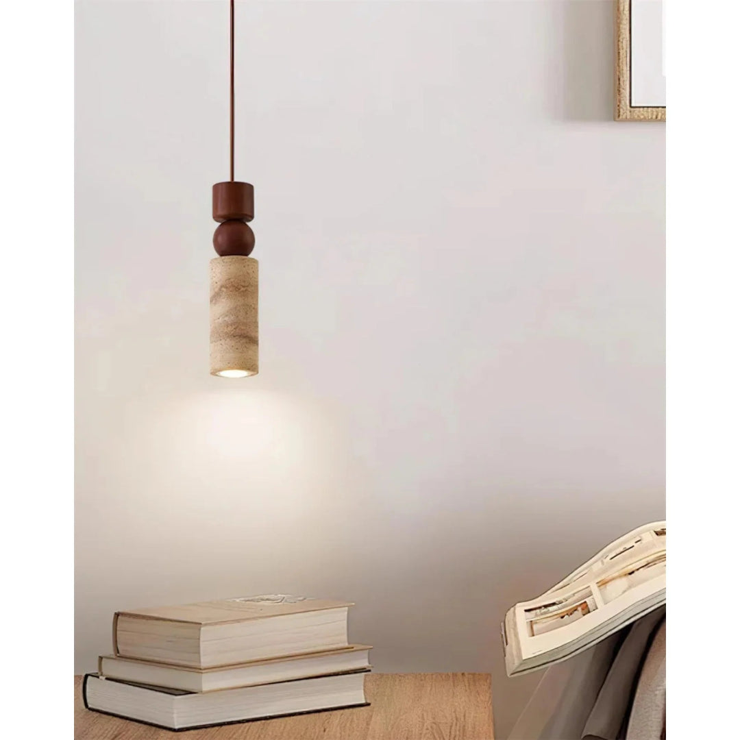 Travertin Houten Hanglamp