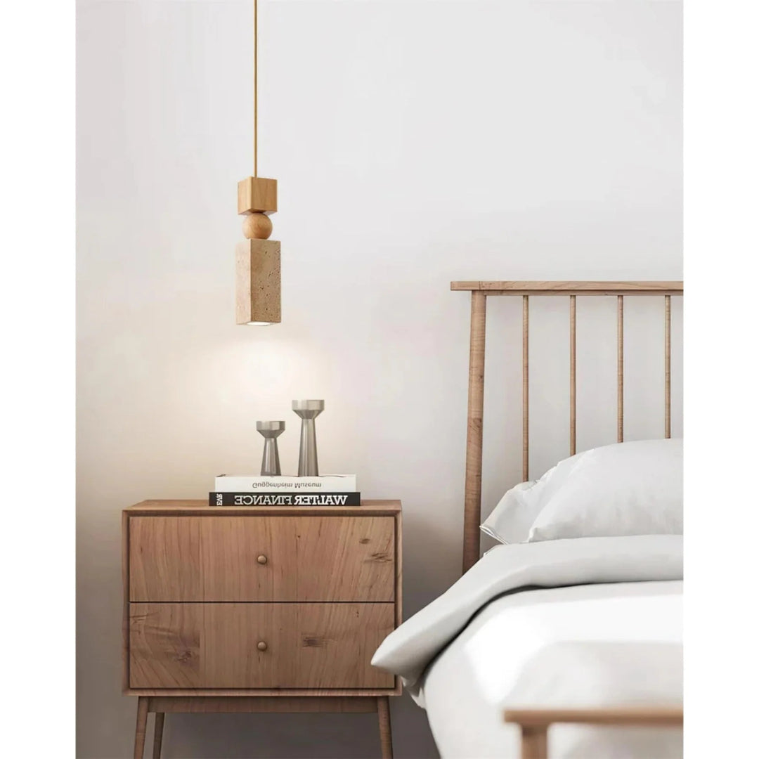 Travertin Houten Hanglamp