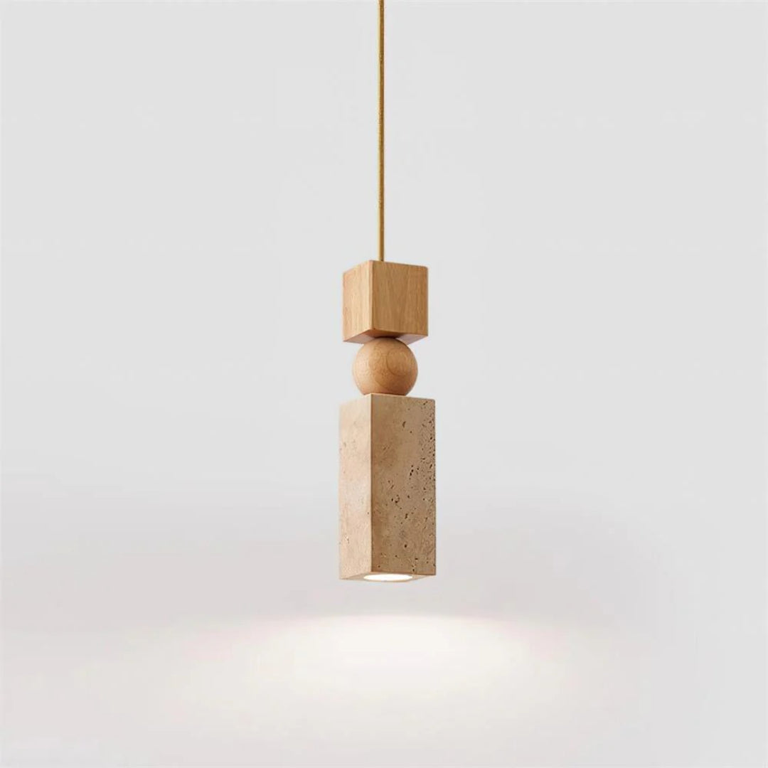 Travertin Houten Hanglamp