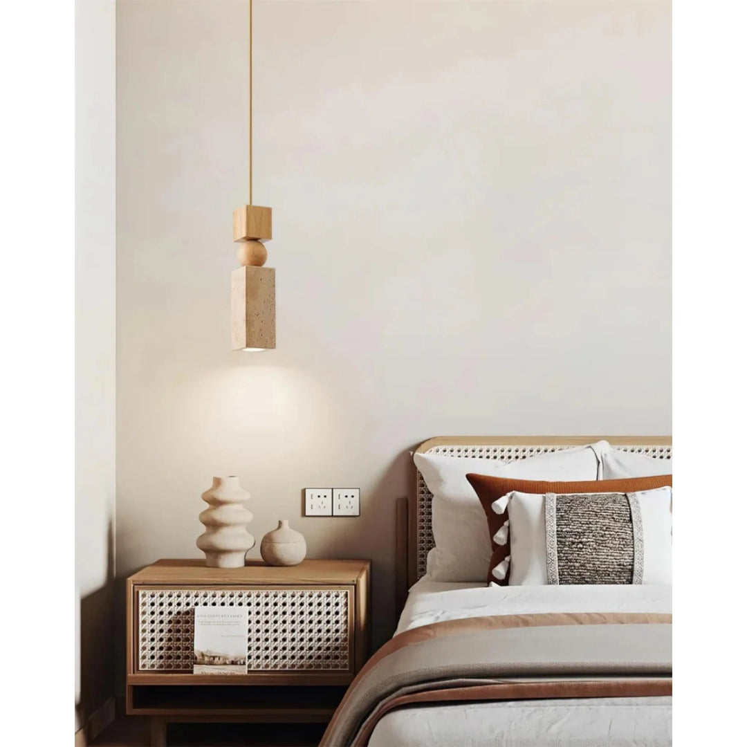 Travertin Houten Hanglamp