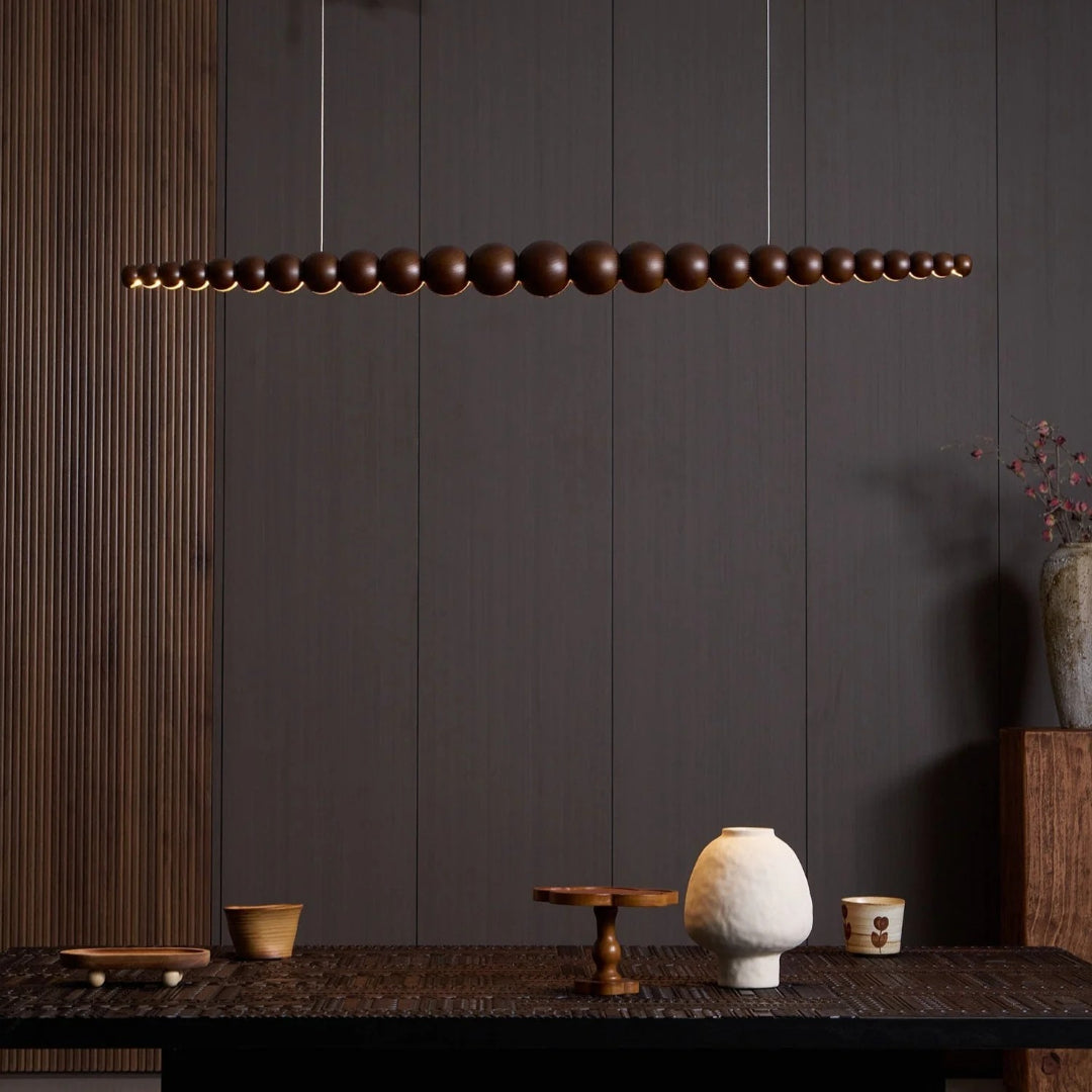 Minimalistische Houten Kralen Hanglamp