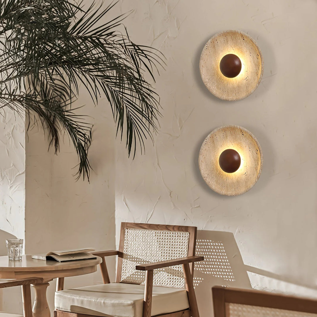 Stenen bol wandlamp
