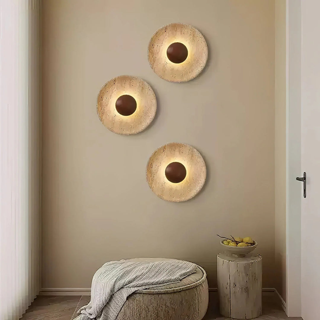Stenen bol wandlamp