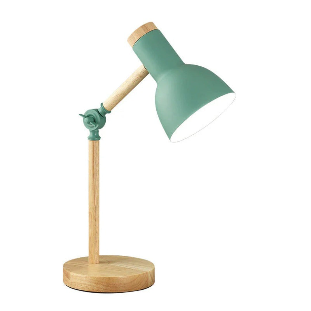 Verstelbare houten bureaulamp