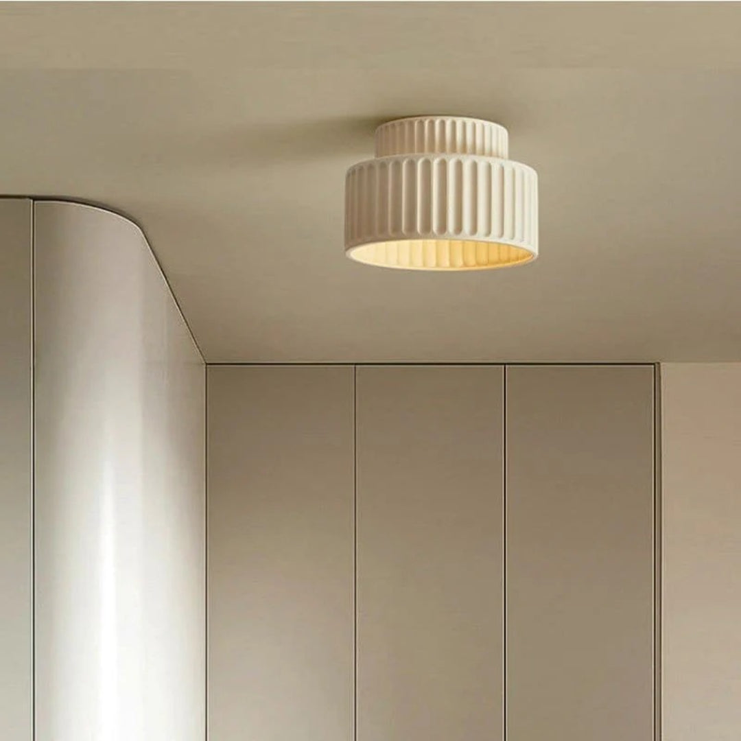 Minimalistische Geribbelde Keramische Plafondlamp