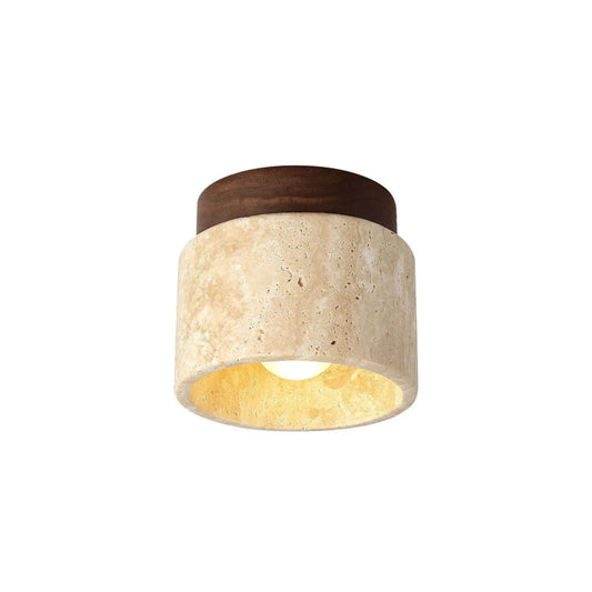 Stenen houten cilinder plafondlamp