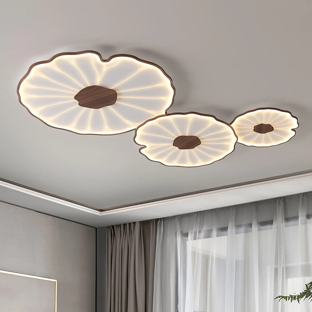 Bladvormige houten LED plafondlamp