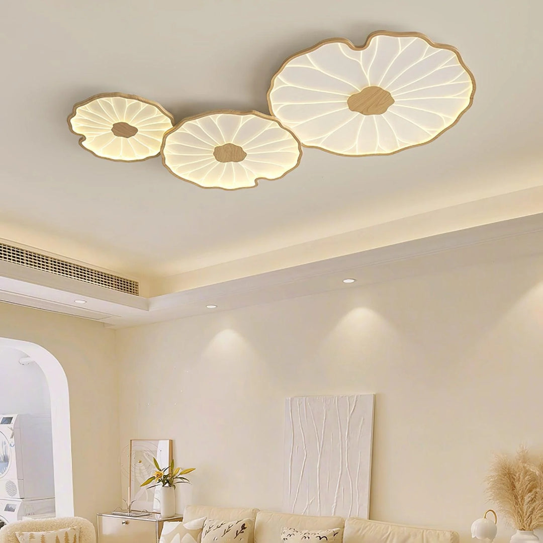 Bladvormige houten LED plafondlamp