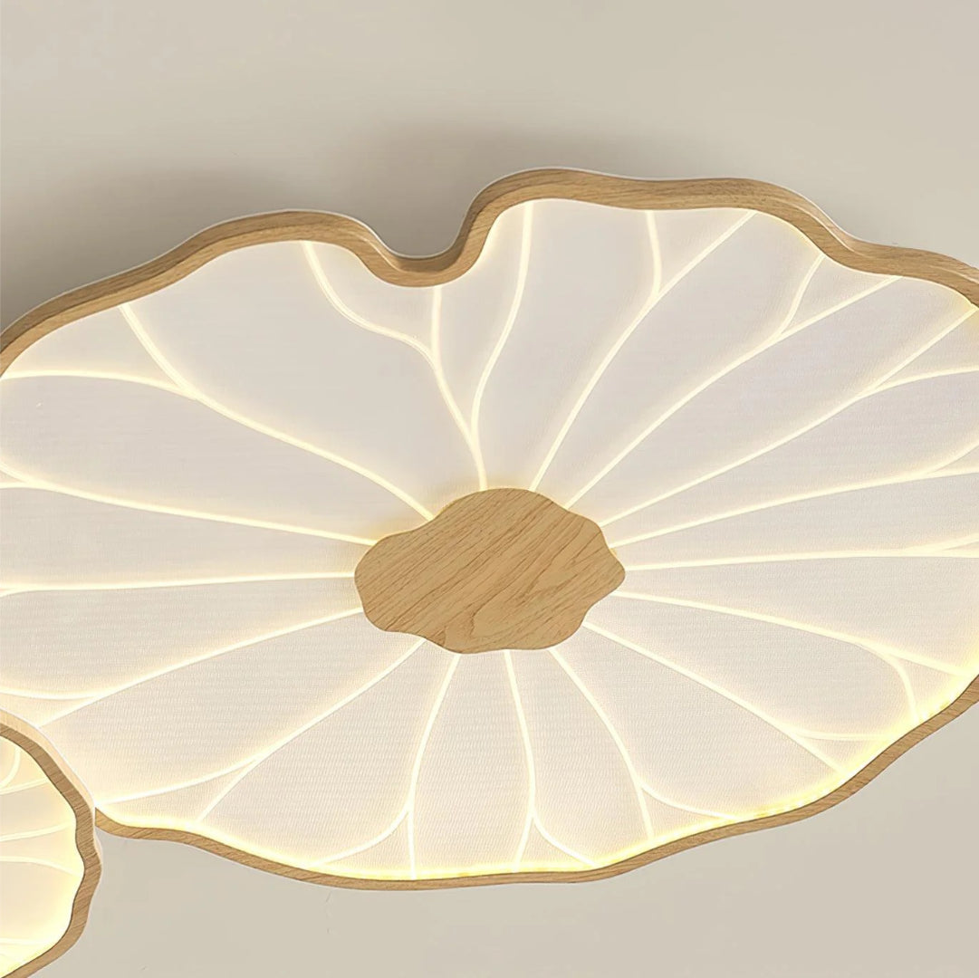 Bladvormige houten LED plafondlamp