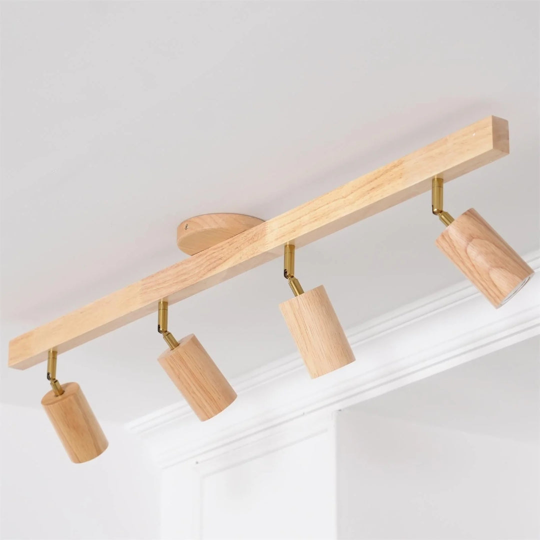 Houten verstelbare rail plafondlamp