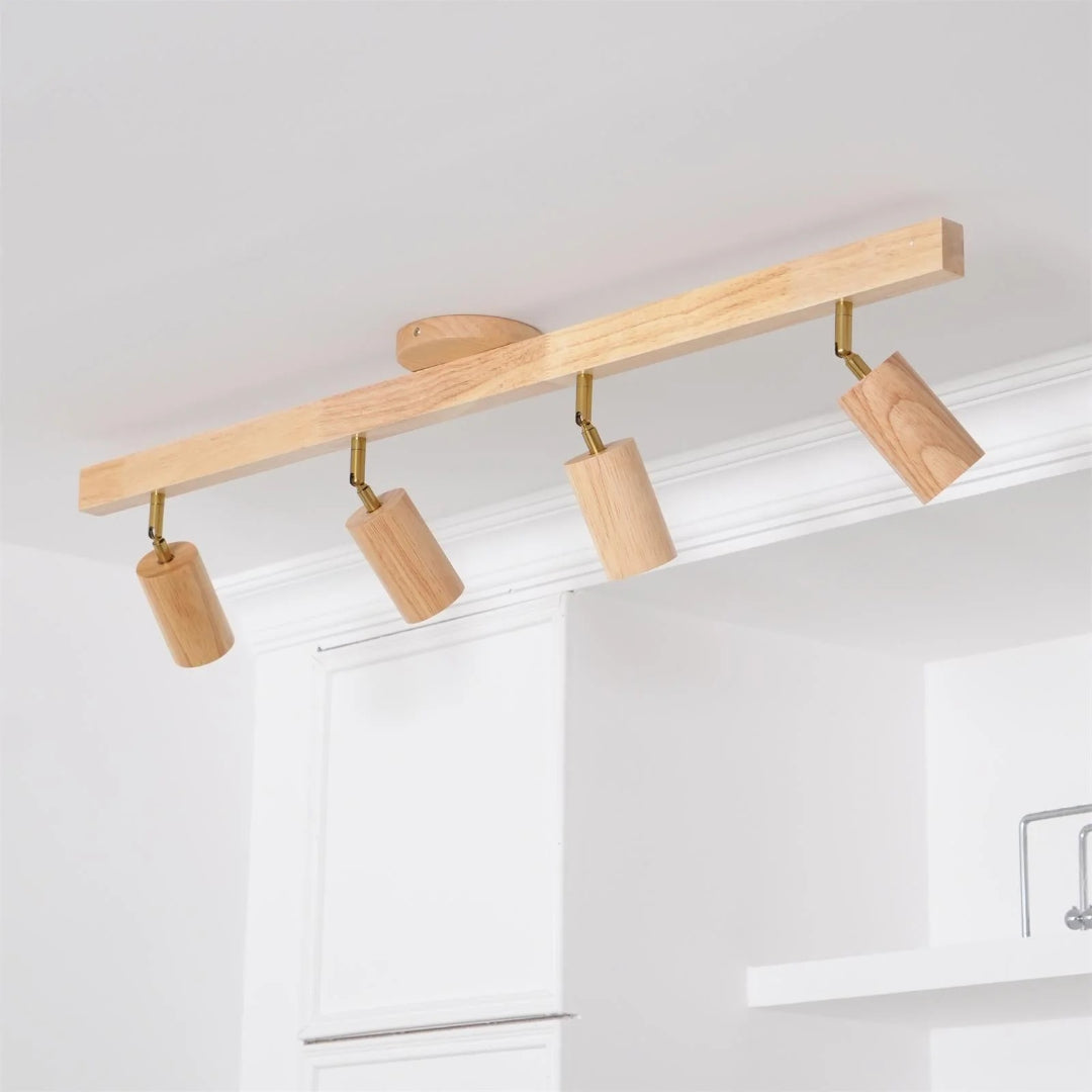 Houten verstelbare rail plafondlamp