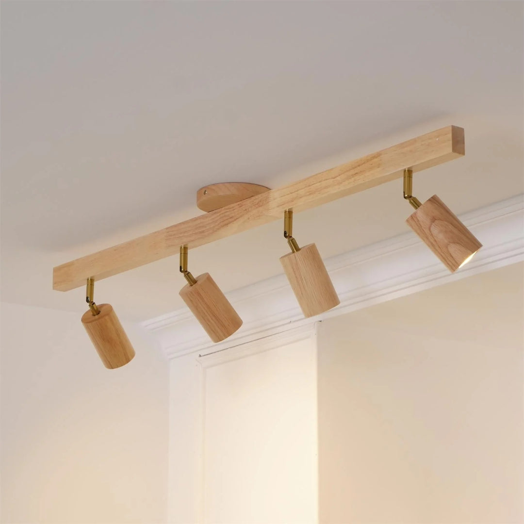 Houten verstelbare rail plafondlamp