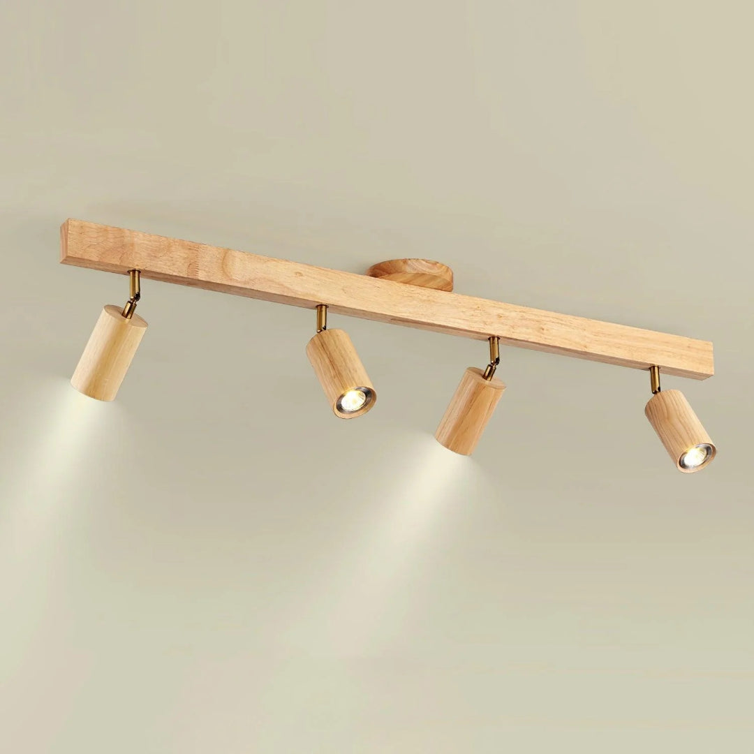 Houten verstelbare rail plafondlamp