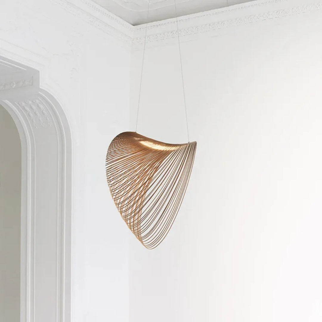 Minimalistische Gebogen Houten Hanglamp