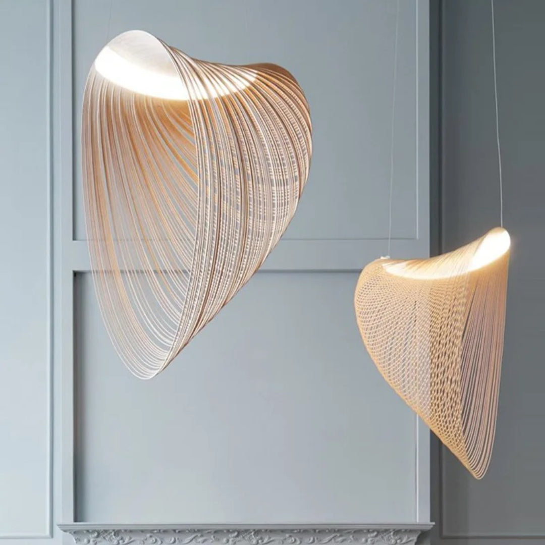 Minimalistische Gebogen Houten Hanglamp