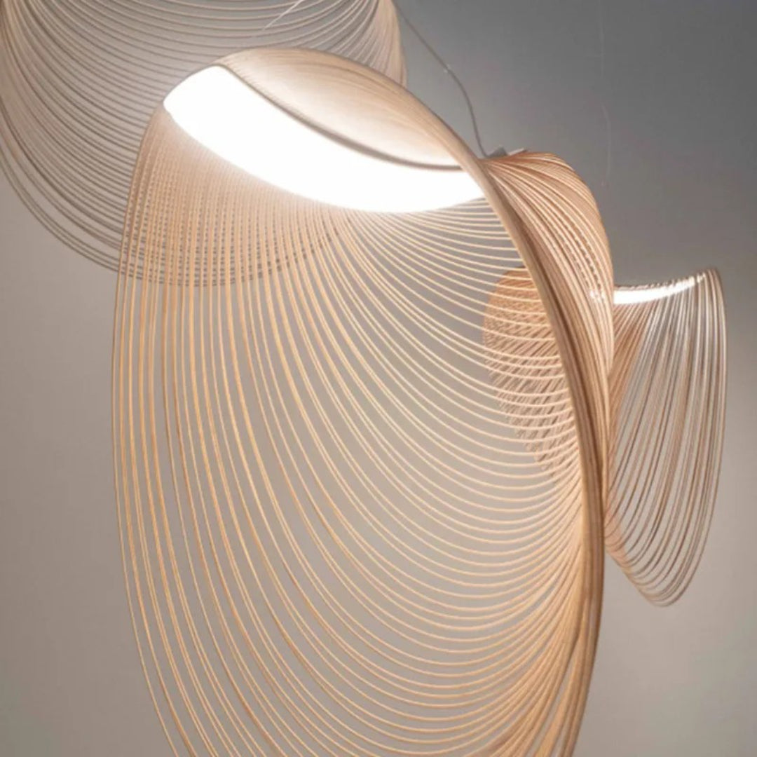 Minimalistische Gebogen Houten Hanglamp