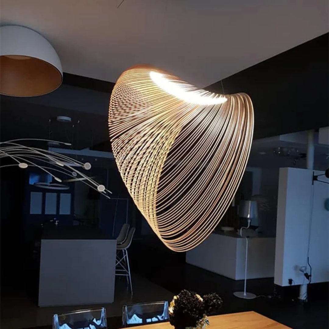 Minimalistische Gebogen Houten Hanglamp