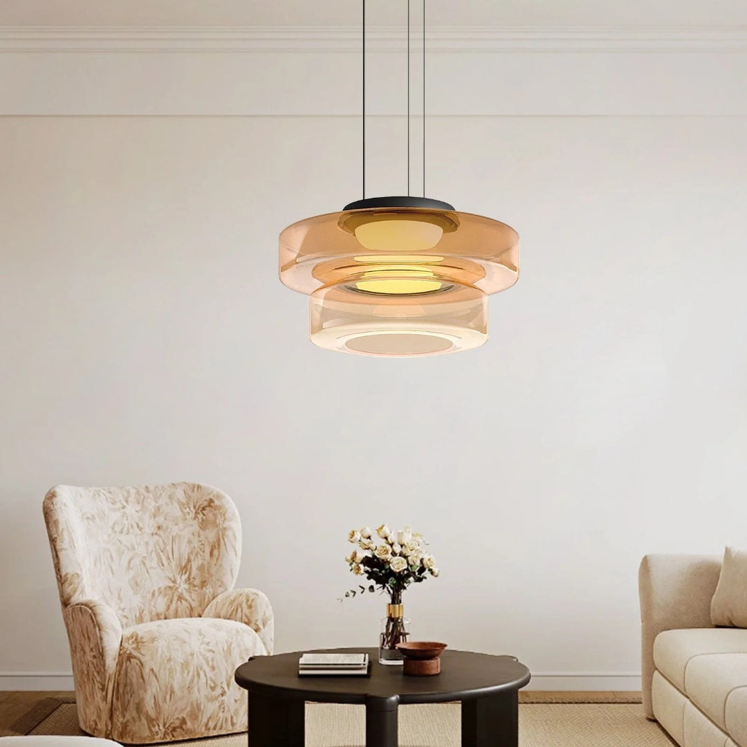 Gelaagde glazen LED hanglamp