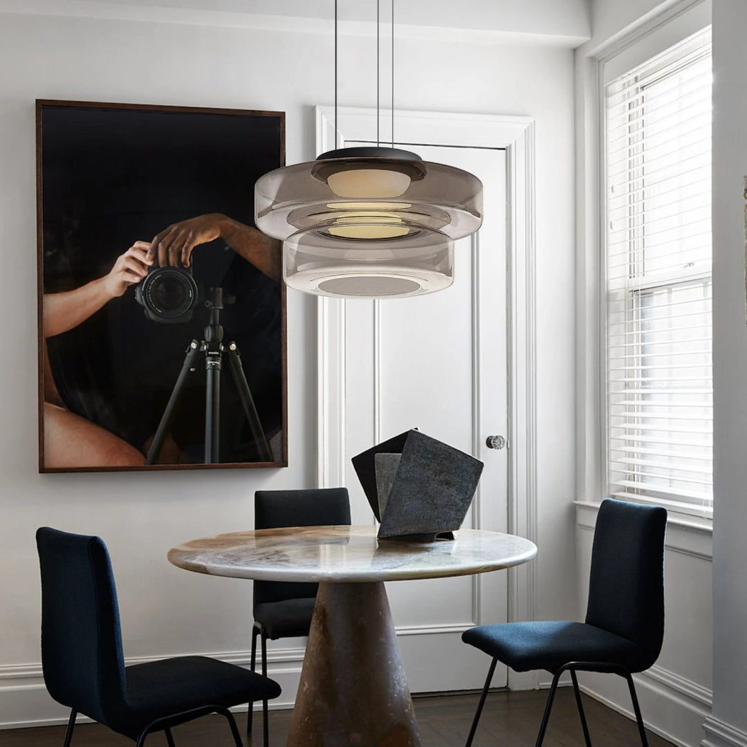 Gelaagde glazen LED hanglamp