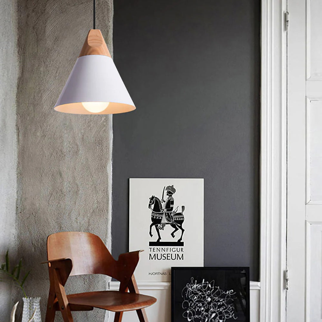 Scandinavische Houten Metalen Hanglamp