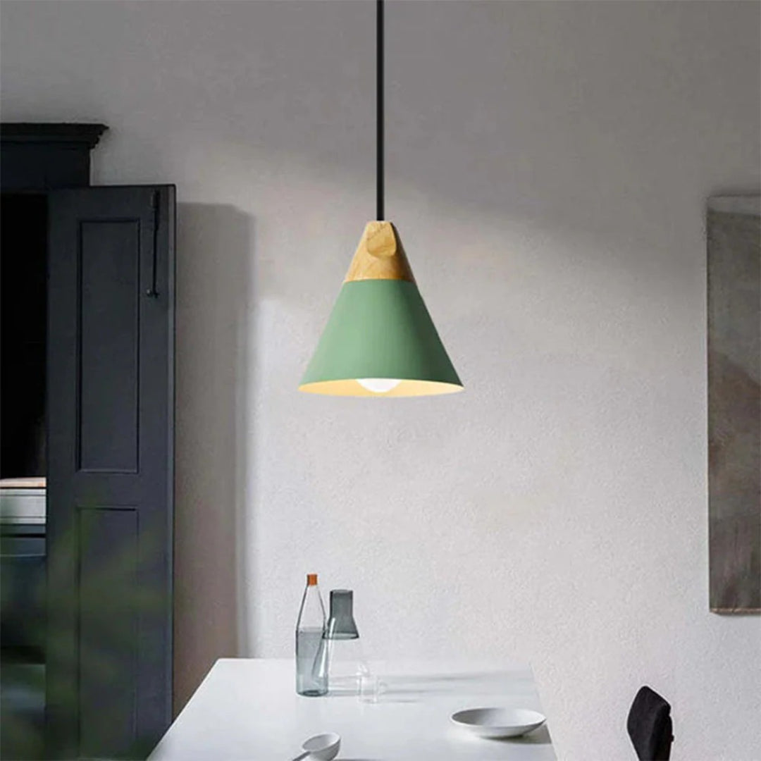 Scandinavische Houten Metalen Hanglamp