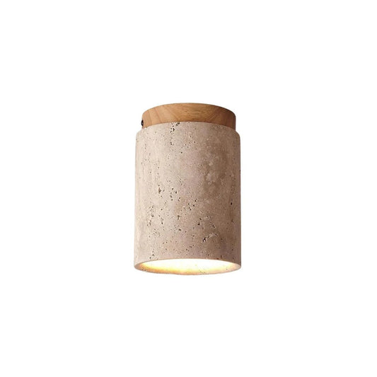 Travertin Houten Plafondlamp