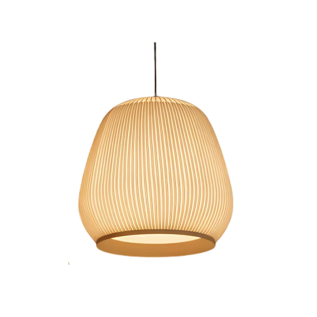 Japandi Geribbelde Houten Hanglamp